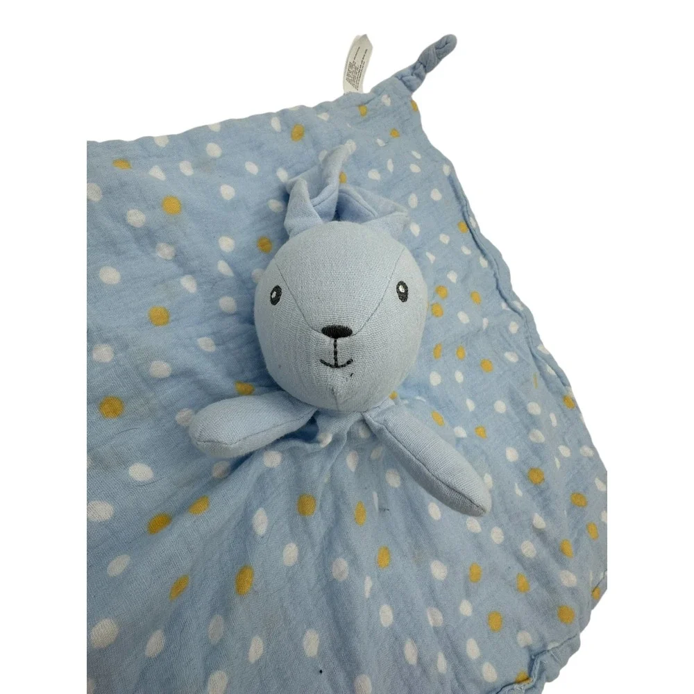 Parents Choice Walmart Blue Polka Dot‎ Bunny Rabbit Lovey Muslin Rattle